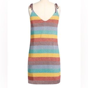 Modcloth Pride Rainbow Stripe Shimmer of Love Tie Shoulder Dress, Medium